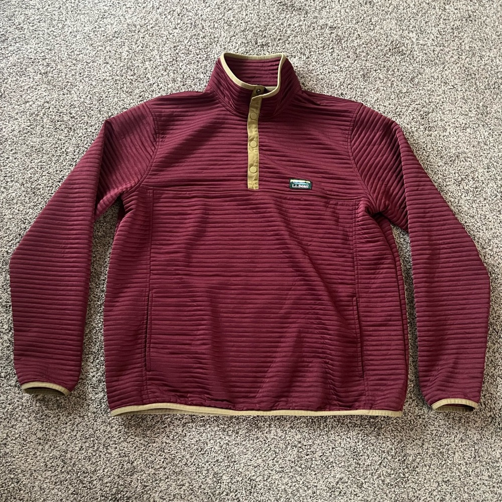 L.L.Bean Airlight Knit Pullover XL Tall Burgundy Kangaroo Pocket